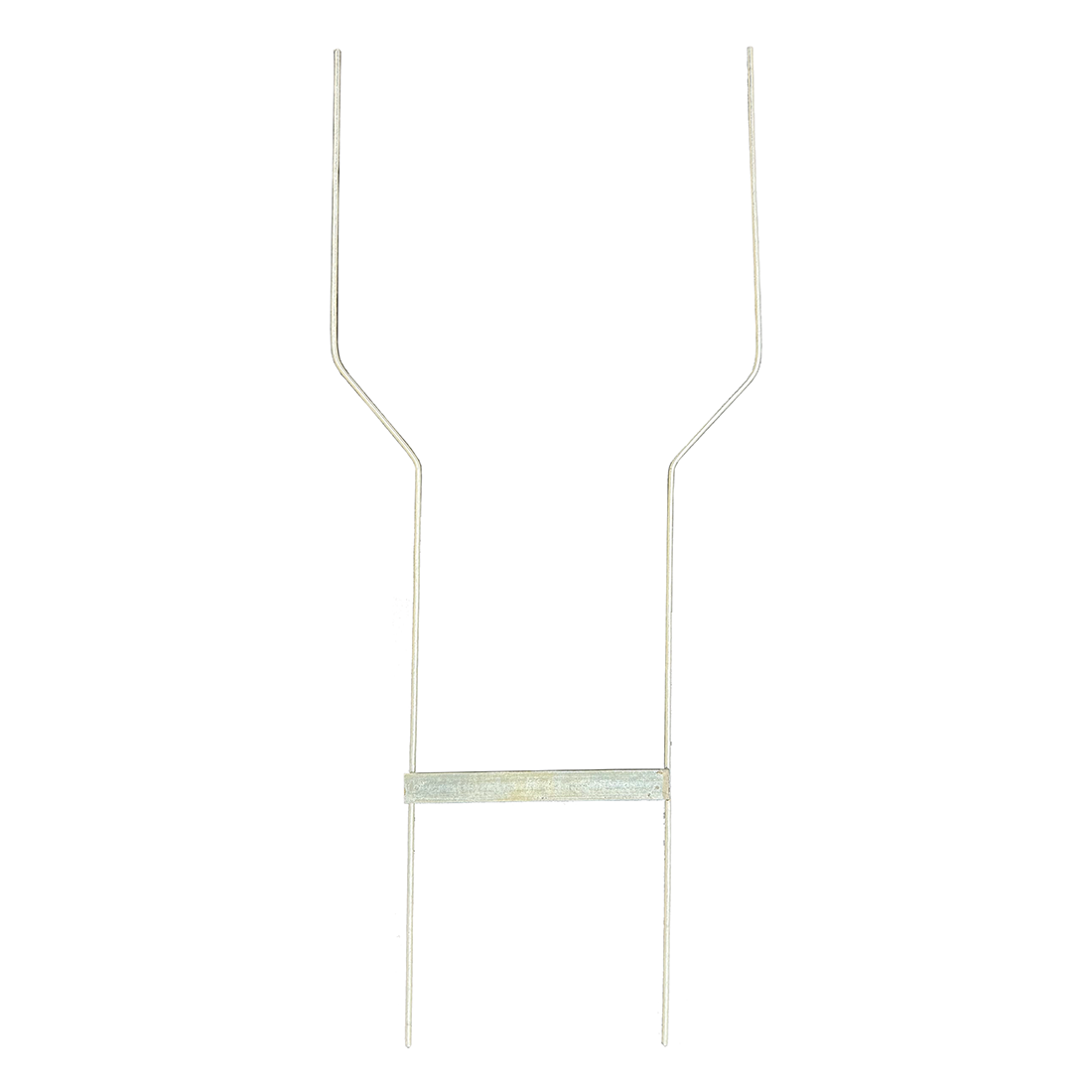 Front view of a heavy-duty galvanized steel step stake with crossbar support, designed for corrugated plastic yard signs and built for long-lasting outdoor performance.